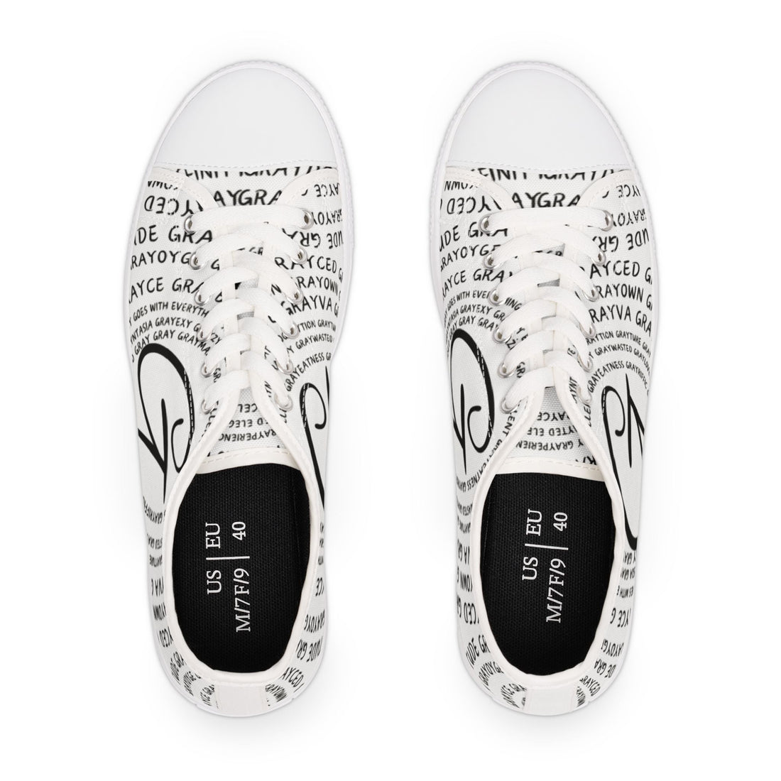 Women's Stylish Low Top Sneakers with Trendy Text Design
