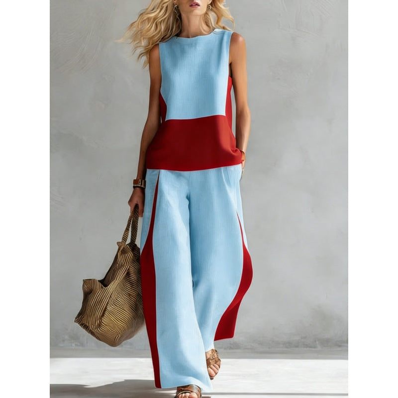 Women's Printed Retro Sleeveless Top & Wide-Leg Pants Set | 12 Prints S–5XL