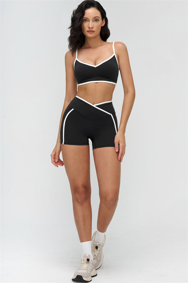 Women's "The Crave" Contrast Sports Bra Shorts 2-Piece Set