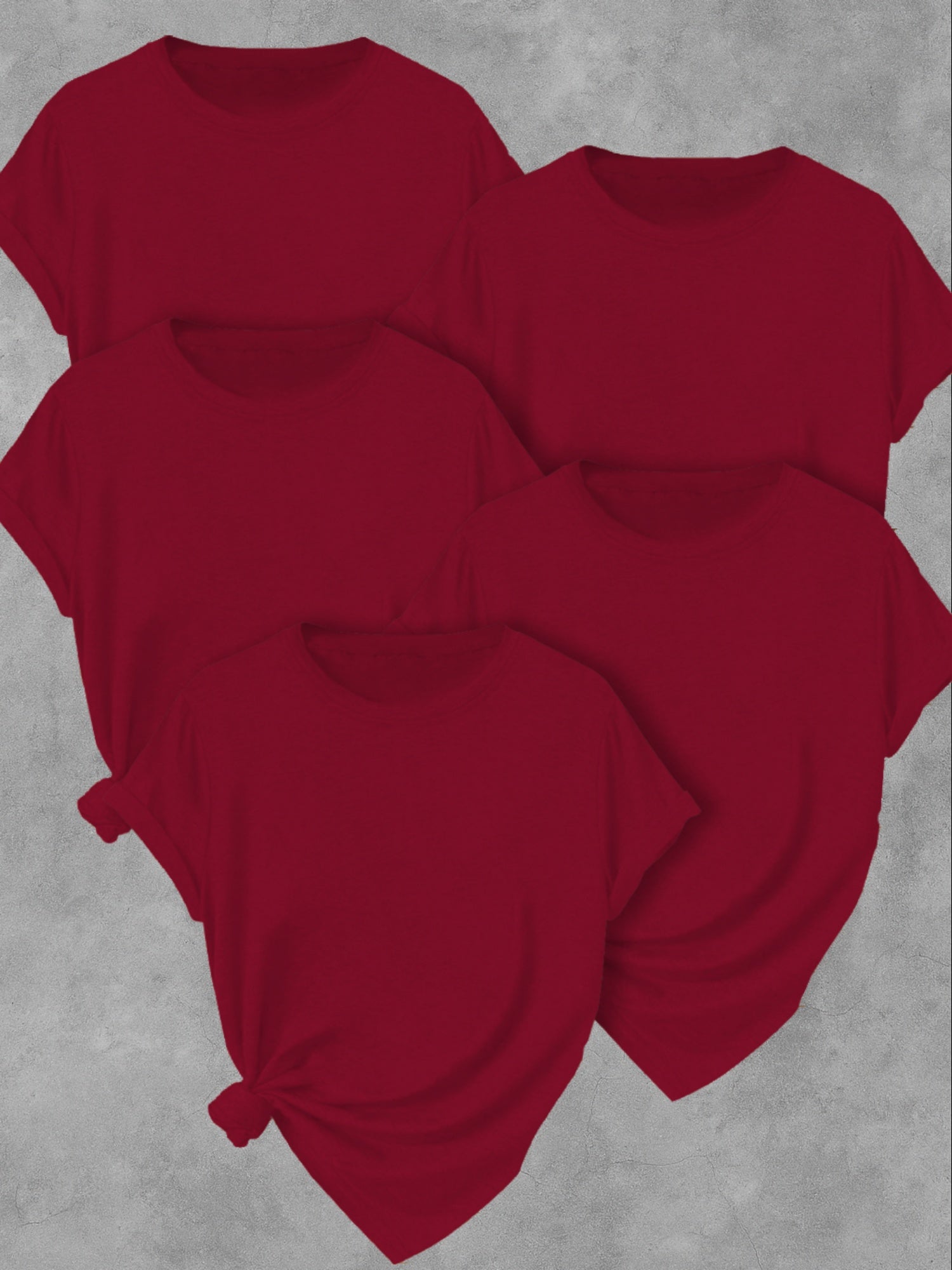 5 Pack Women's Soft Stretch Casual Round Neck T-Shirts