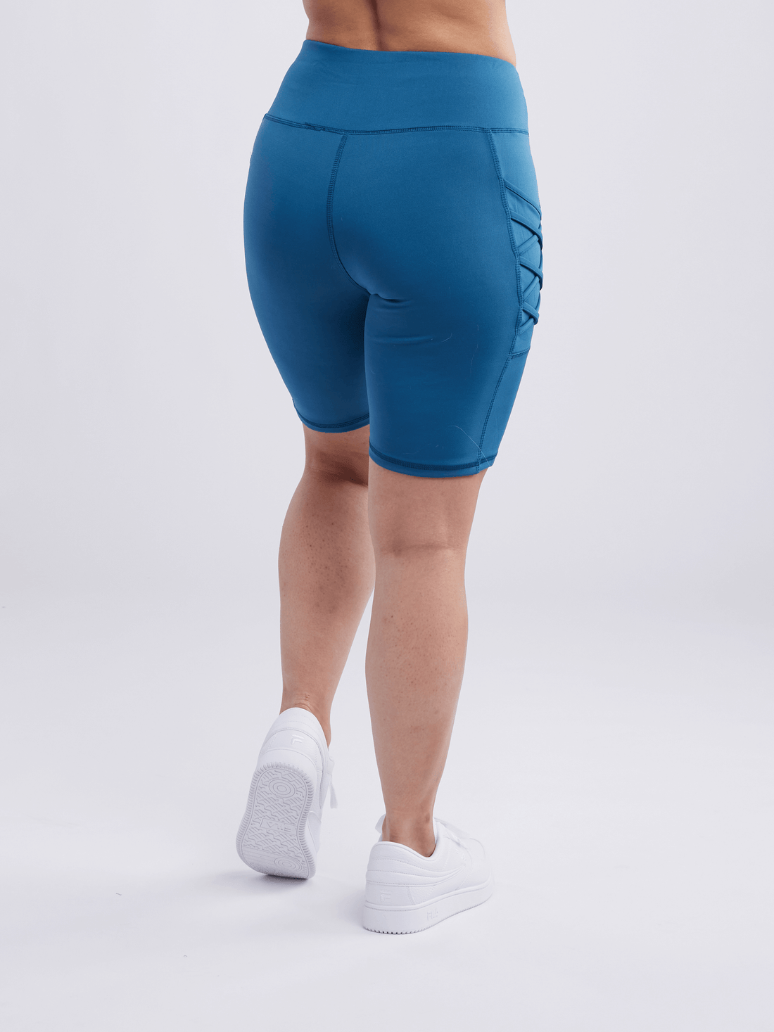 JupiterGear Women's High-Waisted Workout Shorts with Pockets & Criss Cross Design