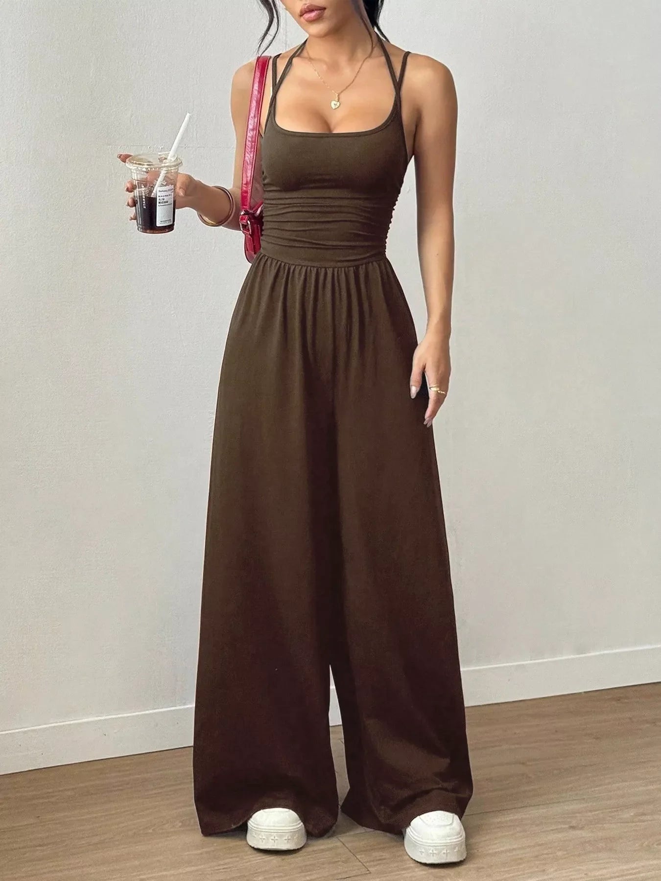 Women's Casual Sleeveless Wide Leg Jumpsuit