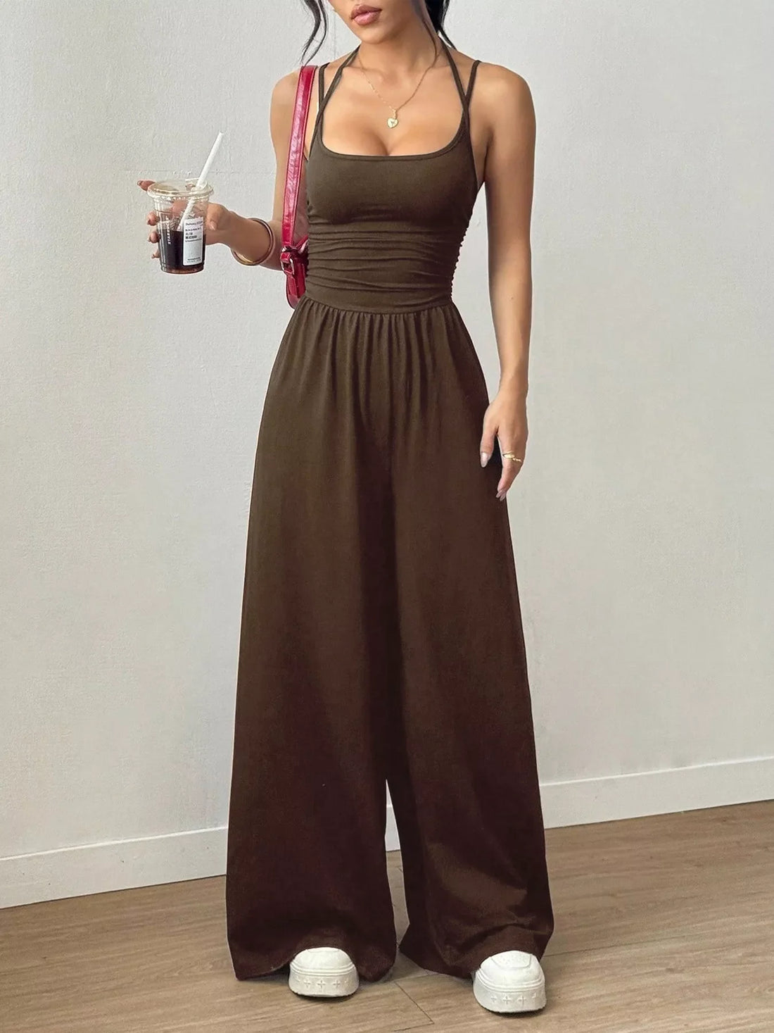 Women's Casual Sleeveless Wide Leg Jumpsuit