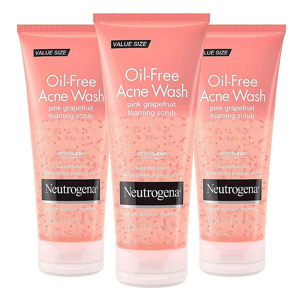 Neutrogena Oil Free Pink Grapefruit Acne Treatment Face Wash With Vitamin C, 2% Salicylic Acid