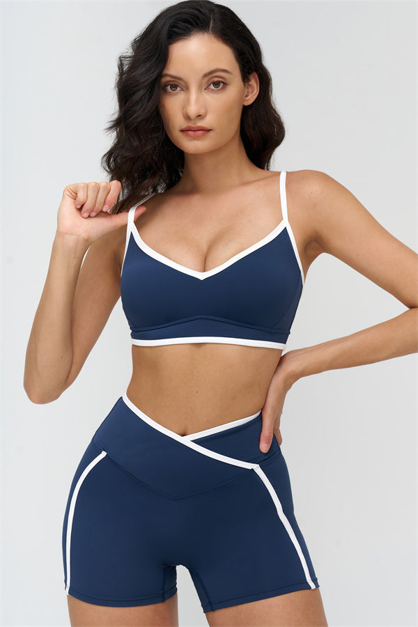 Women's "The Crave" Contrast Sports Bra Shorts 2-Piece Set