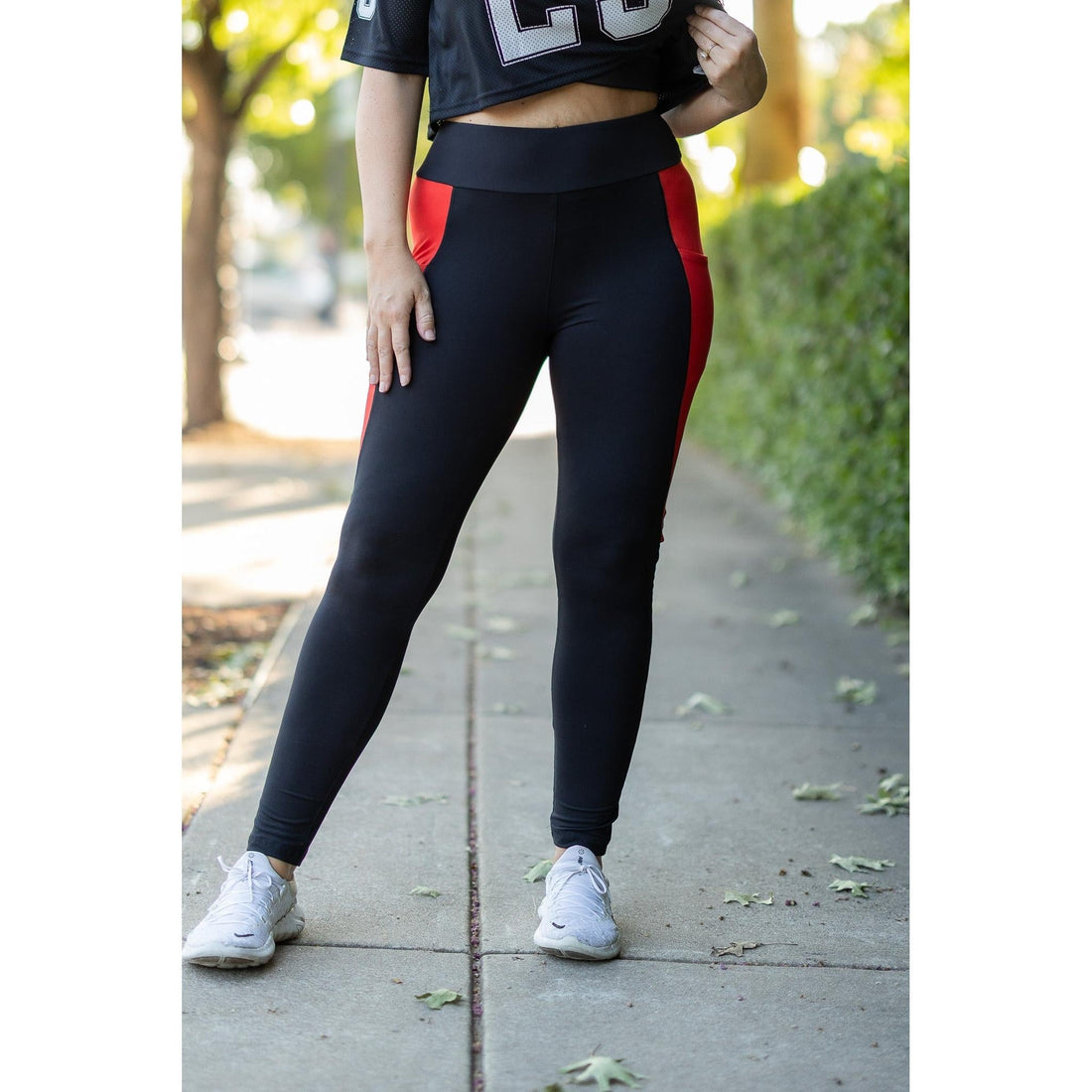 Women's The Roxie - Red Panel Full Length Leggings