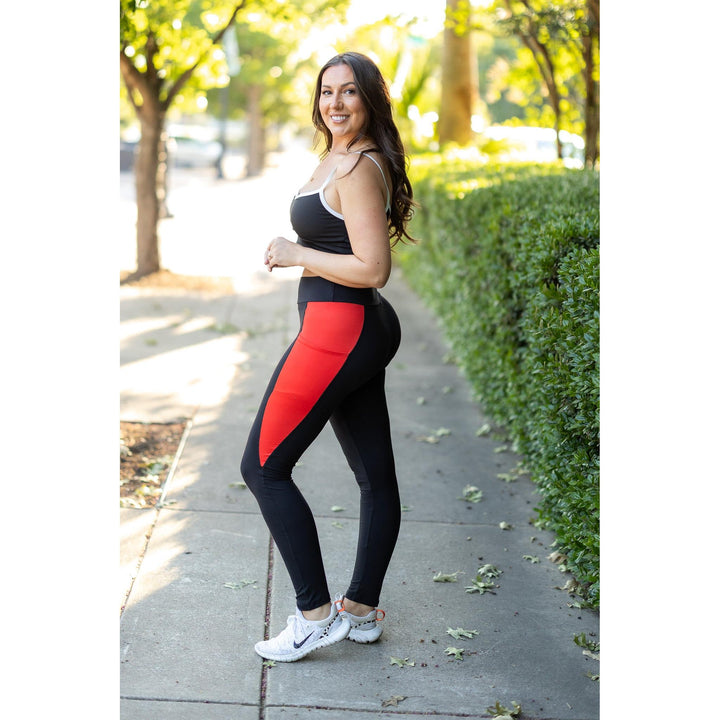 Women's The Roxie - Red Panel Full Length Leggings