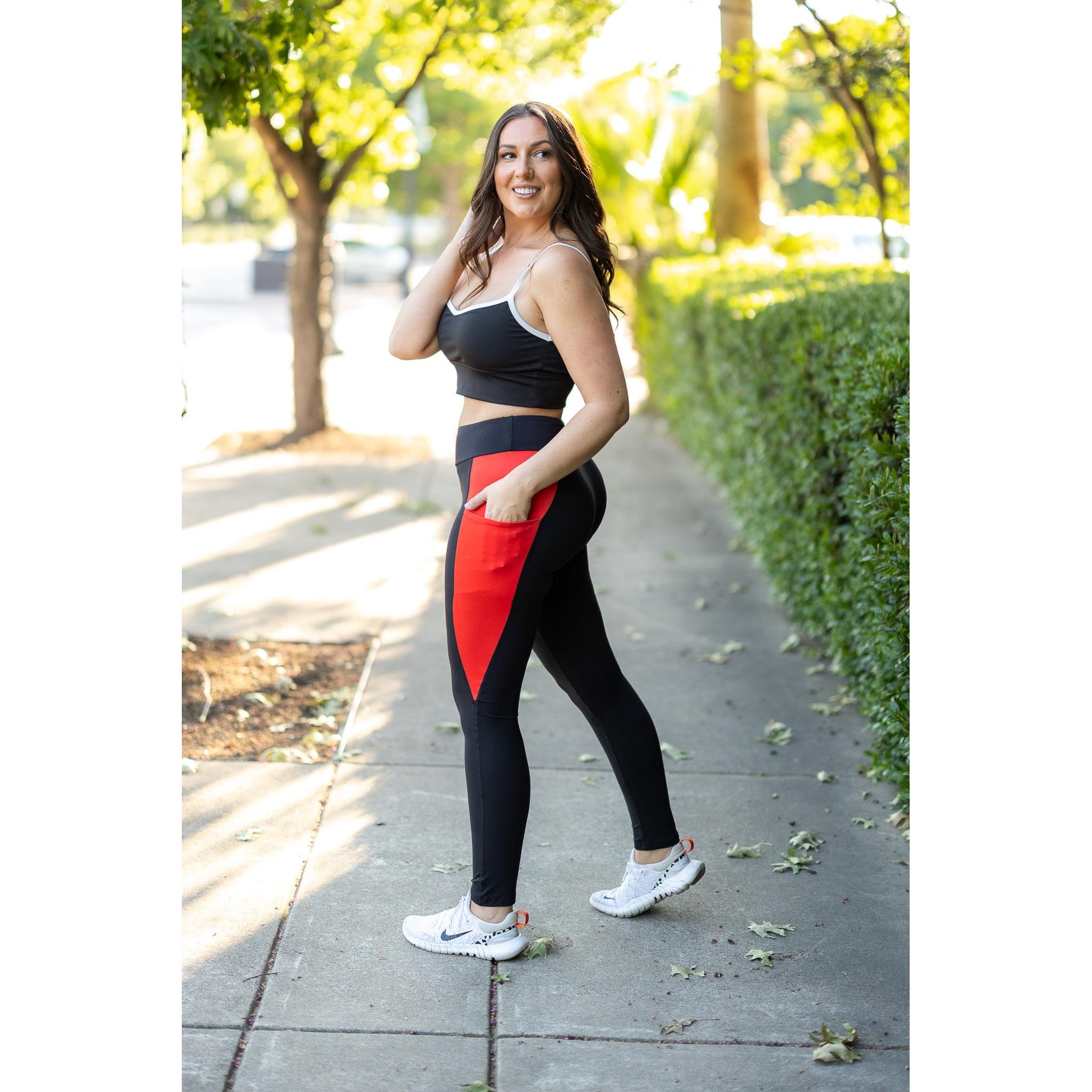 Women's The Roxie - Red Panel Full Length Leggings