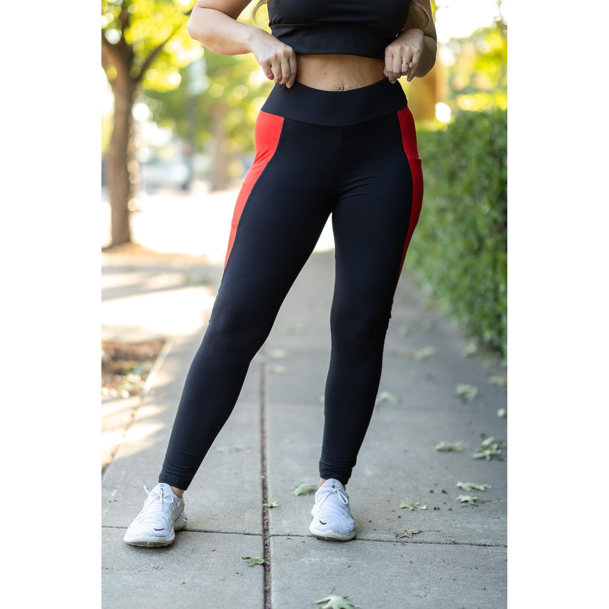 Women's The Roxie - Red Panel Full Length Leggings