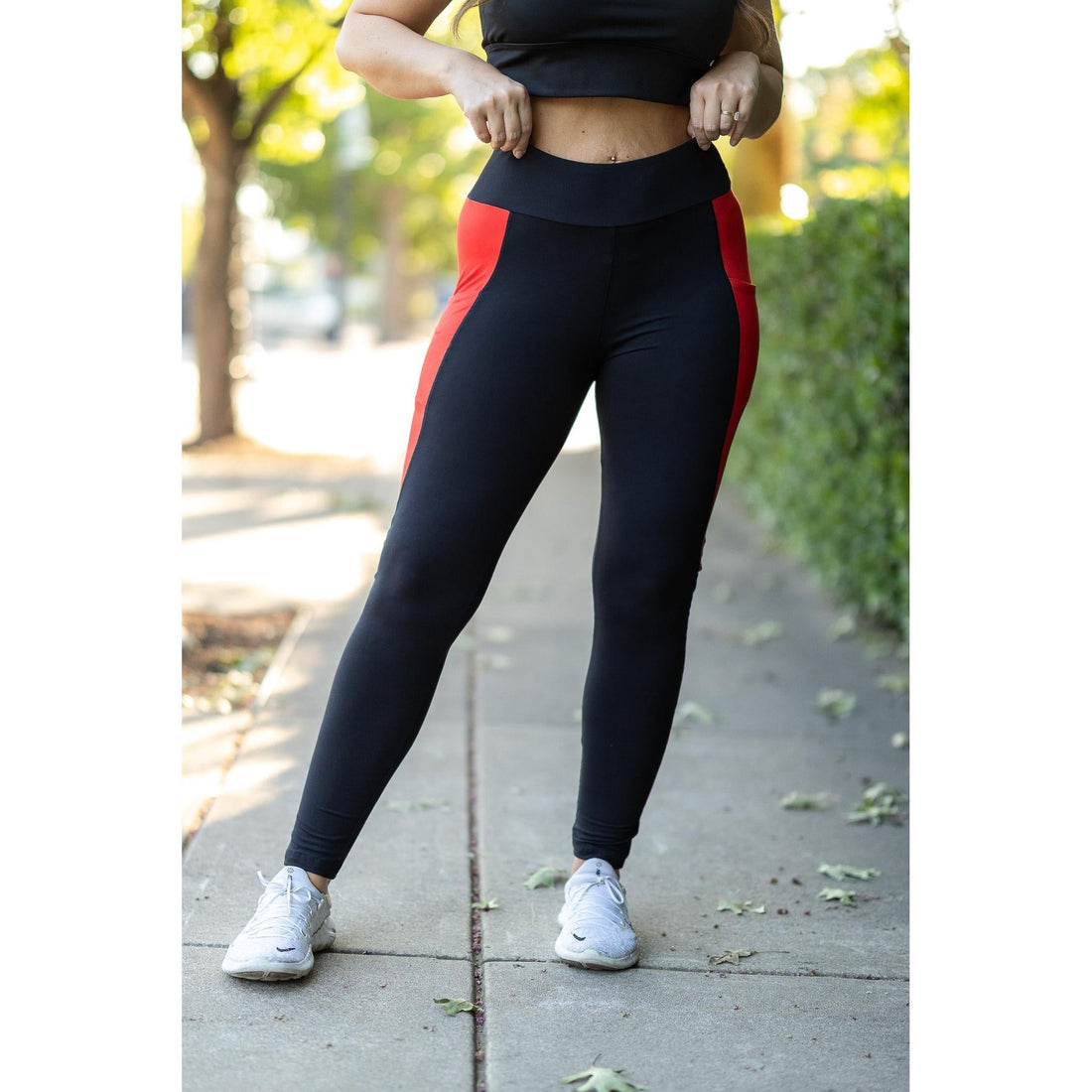 Women's The Roxie - Red Panel Full Length Leggings