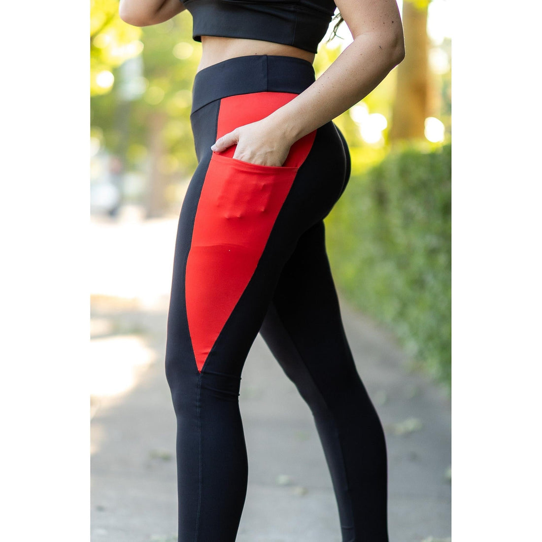 Women's The Roxie - Red Panel Full Length Leggings
