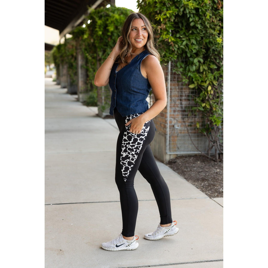 Women's The Carolina - Cow Print Panel Leggings