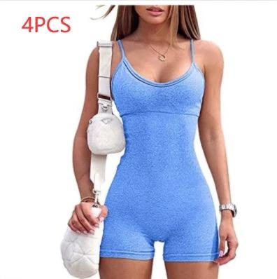 Women's Spaghetti Strap Shorts Yoga Workout Jumpsuit