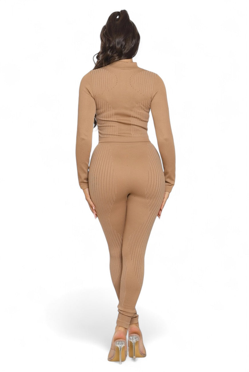 Women's Washed Seamless Zip Up Jacket and Leggings Set