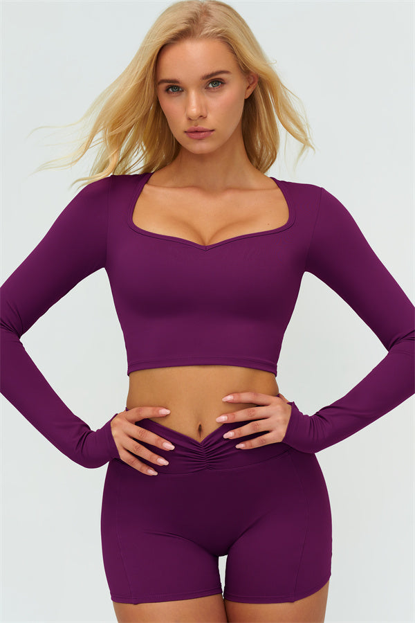 Women's The Lushness Long Sleeve Crop Top Shorts 2-Piece Set