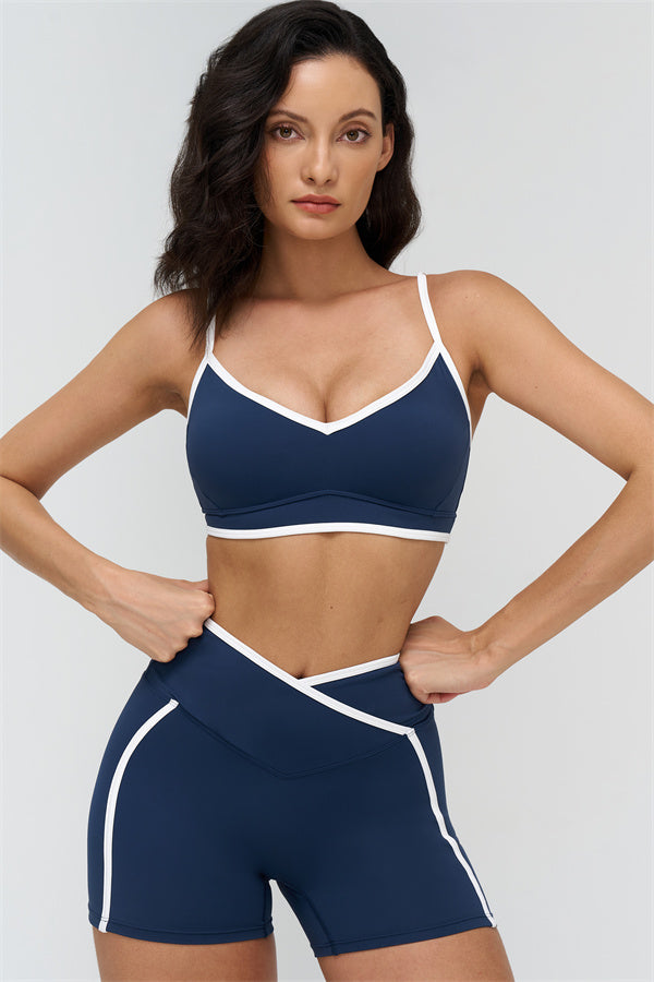 Women's "The Crave" Contrast Sports Bra Shorts 2-Piece Set