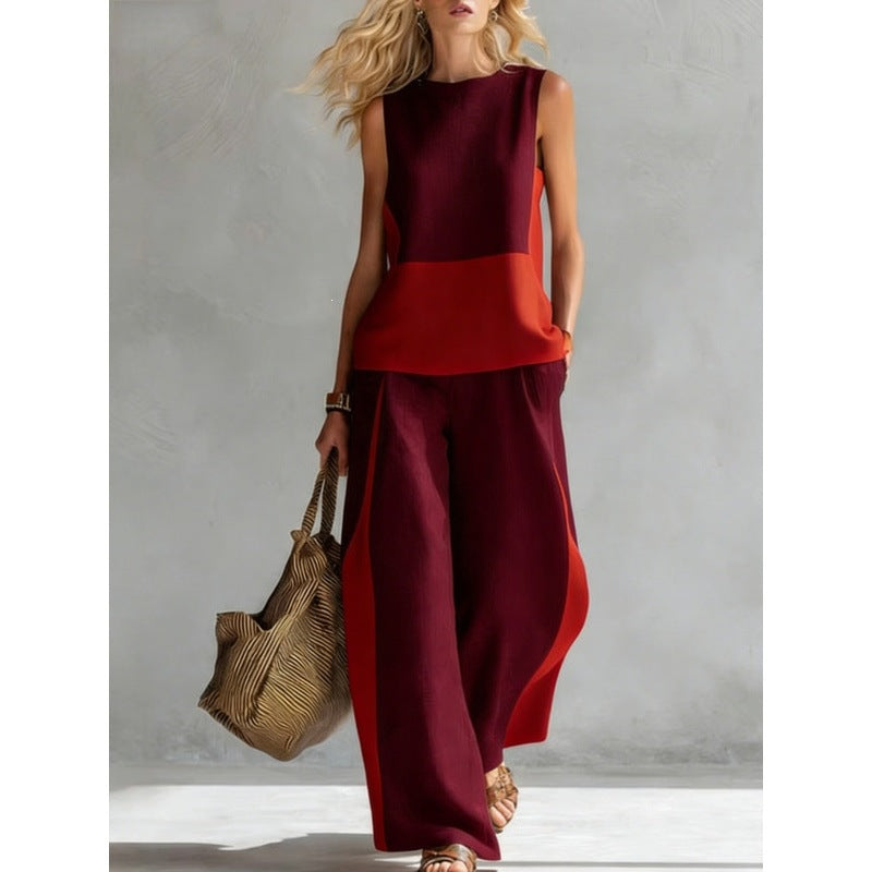 Women's Printed Retro Sleeveless Top & Wide-Leg Pants Set | 12 Prints S–5XL