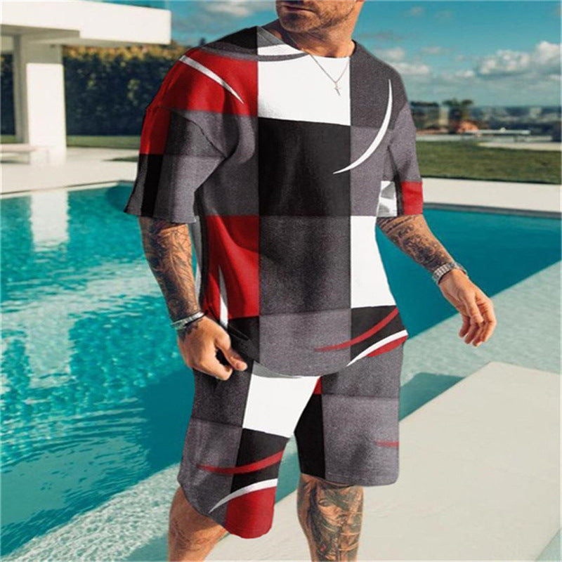 Men's Digital Color Printed Casual Loose Shorts