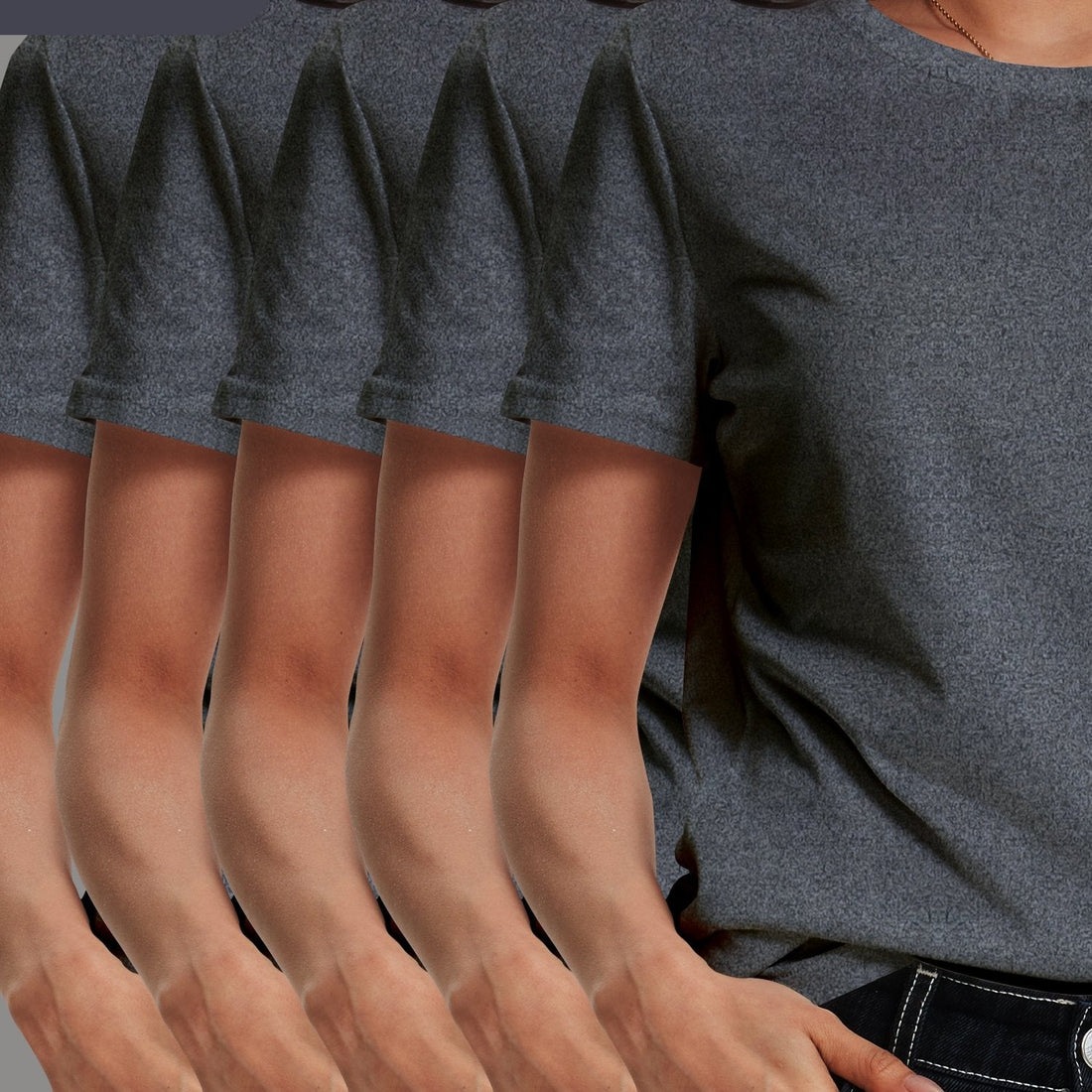 5 Pack Women's Soft Stretch Casual Round Neck T-Shirts