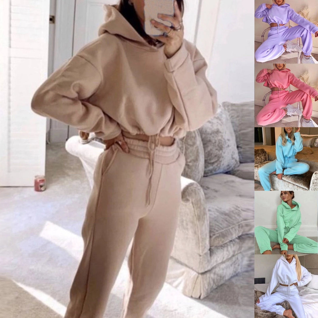 Women's 2-Piece Jogging Suit - Long Sleeve Hoodie Tracksuit