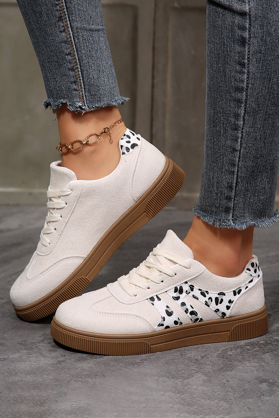 Samantha Leopard Print Lace Up Casual Shoes