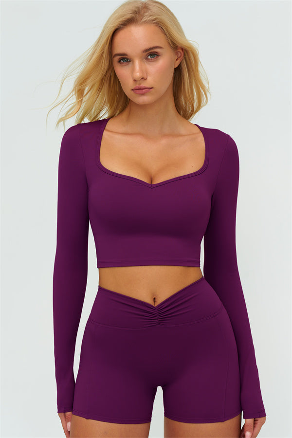Women's The Lushness Long Sleeve Crop Top Shorts 2-Piece Set