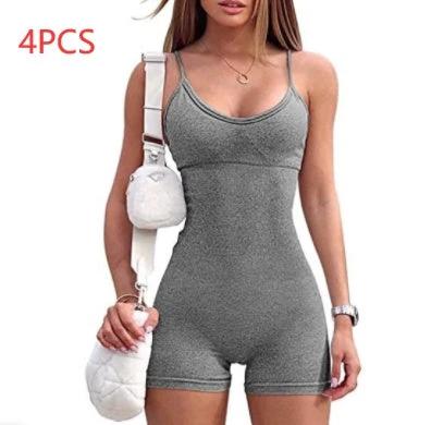 Women's Spaghetti Strap Shorts Yoga Workout Jumpsuit