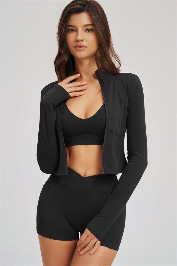 Women's The Sizzle Zip Jacket Sports Bra Shorts 3-Piece Set