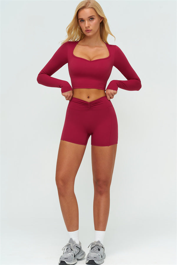 Women's The Lushness Long Sleeve Crop Top Shorts 2-Piece Set