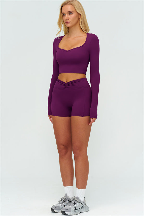 Women's The Lushness Long Sleeve Crop Top Shorts 2-Piece Set