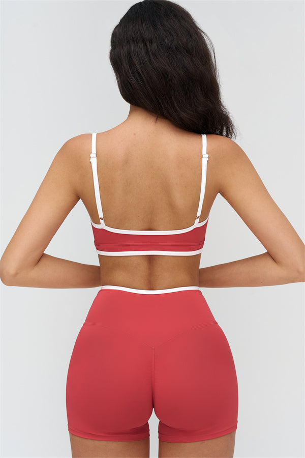 Women's "The Crave" Contrast Sports Bra Shorts 2-Piece Set