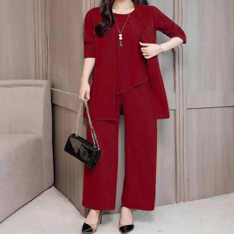 Women's Plus Size Casual Open Front Cardigan 3-Piece Set