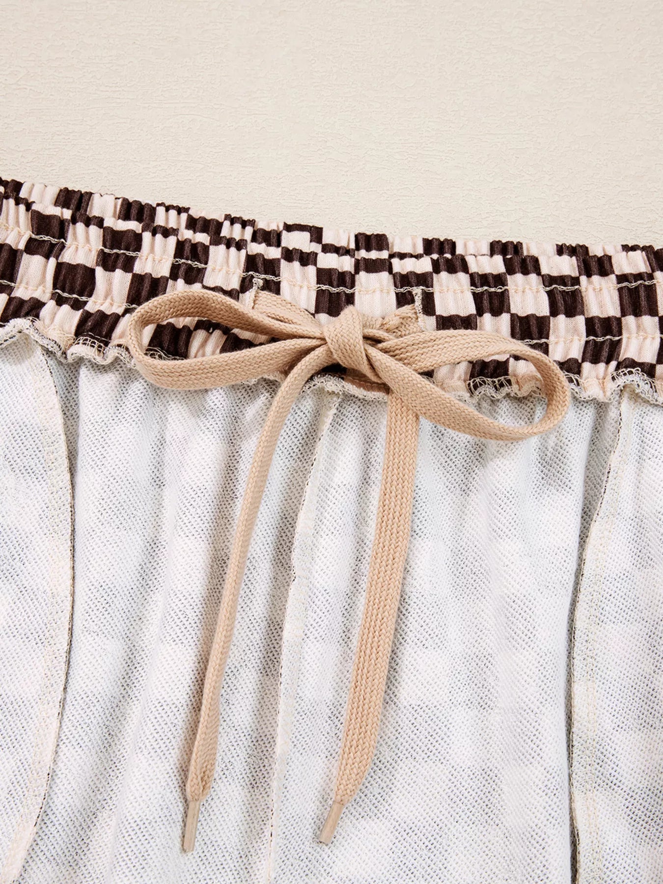 Women's Checkered Drawstring Hoodie and Pants Set