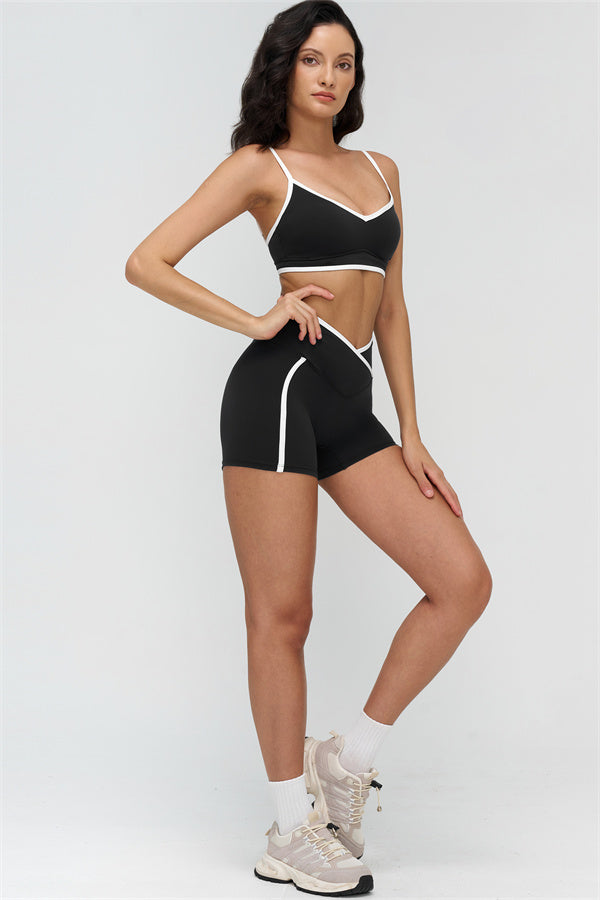 Women's "The Crave" Contrast Sports Bra Shorts 2-Piece Set