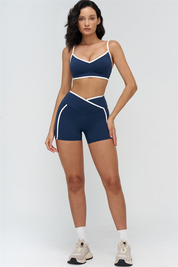 Women's "The Crave" Contrast Sports Bra Shorts 2-Piece Set