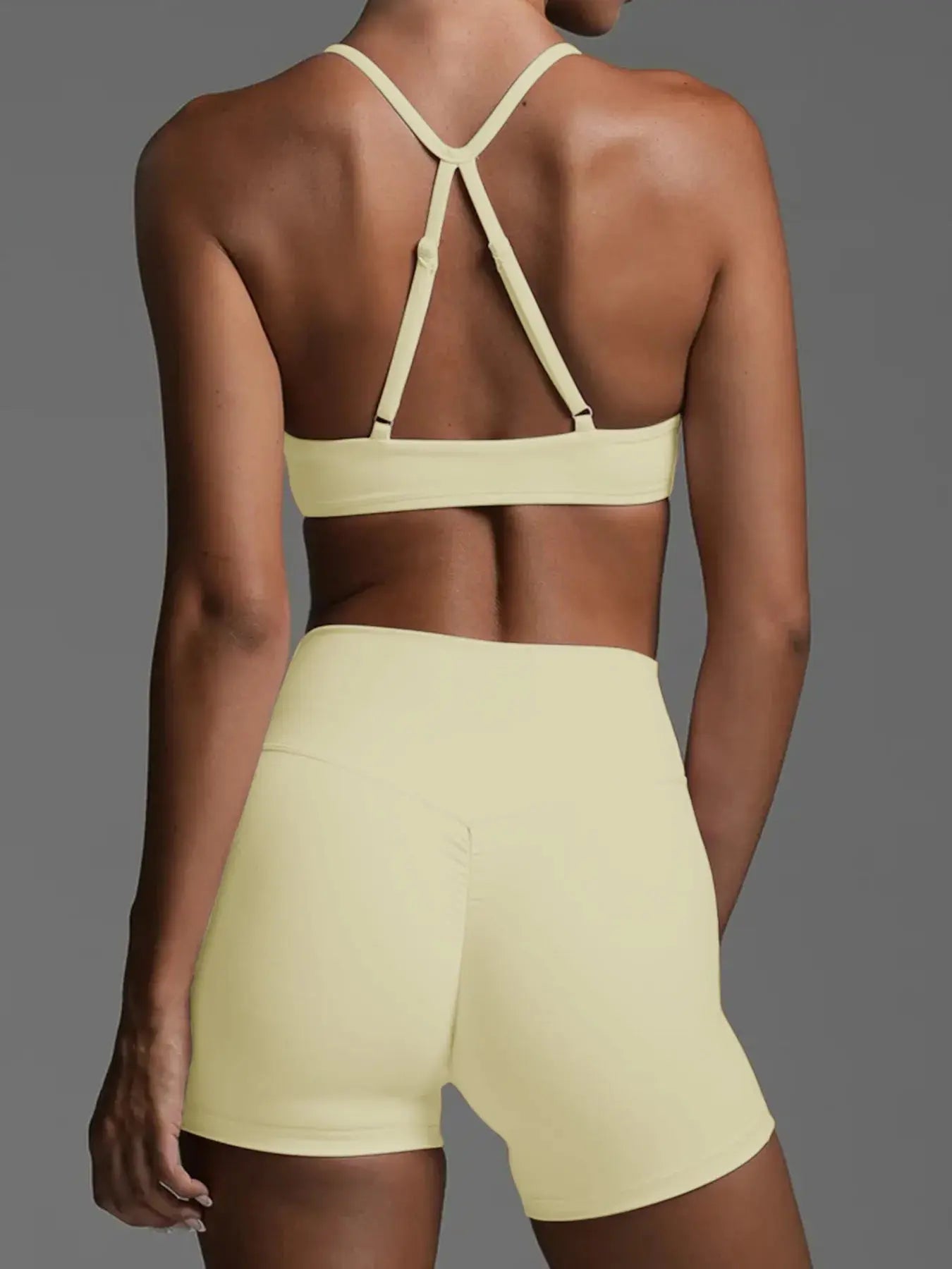 Women's Ruched Sports Bra and High-Waisted Shorts Active Set