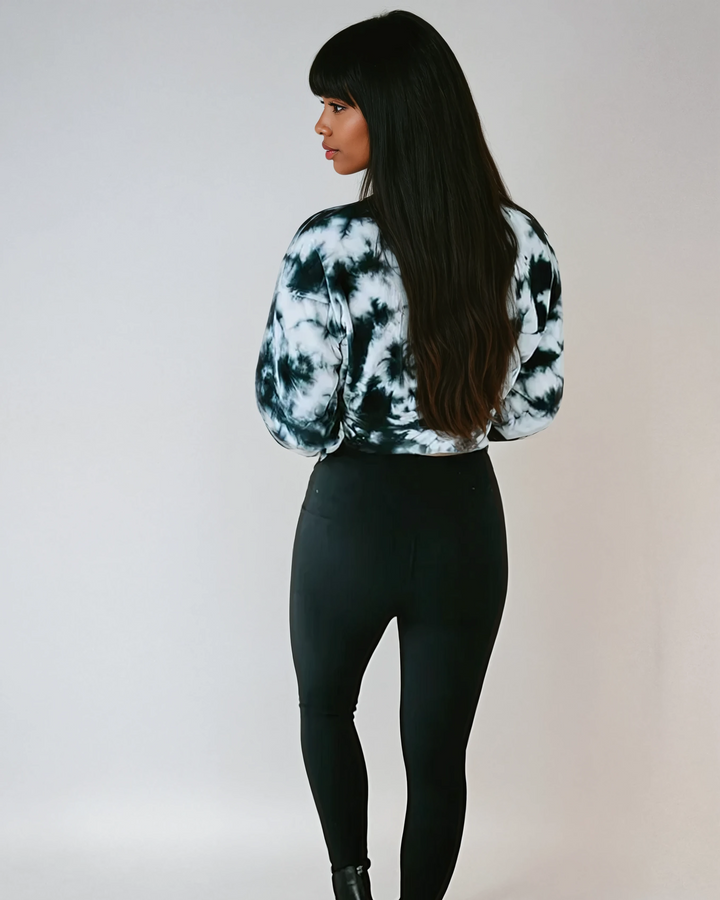 Women's Midnight Velvet Tie-Dye Crop Pullover Sweatshirt