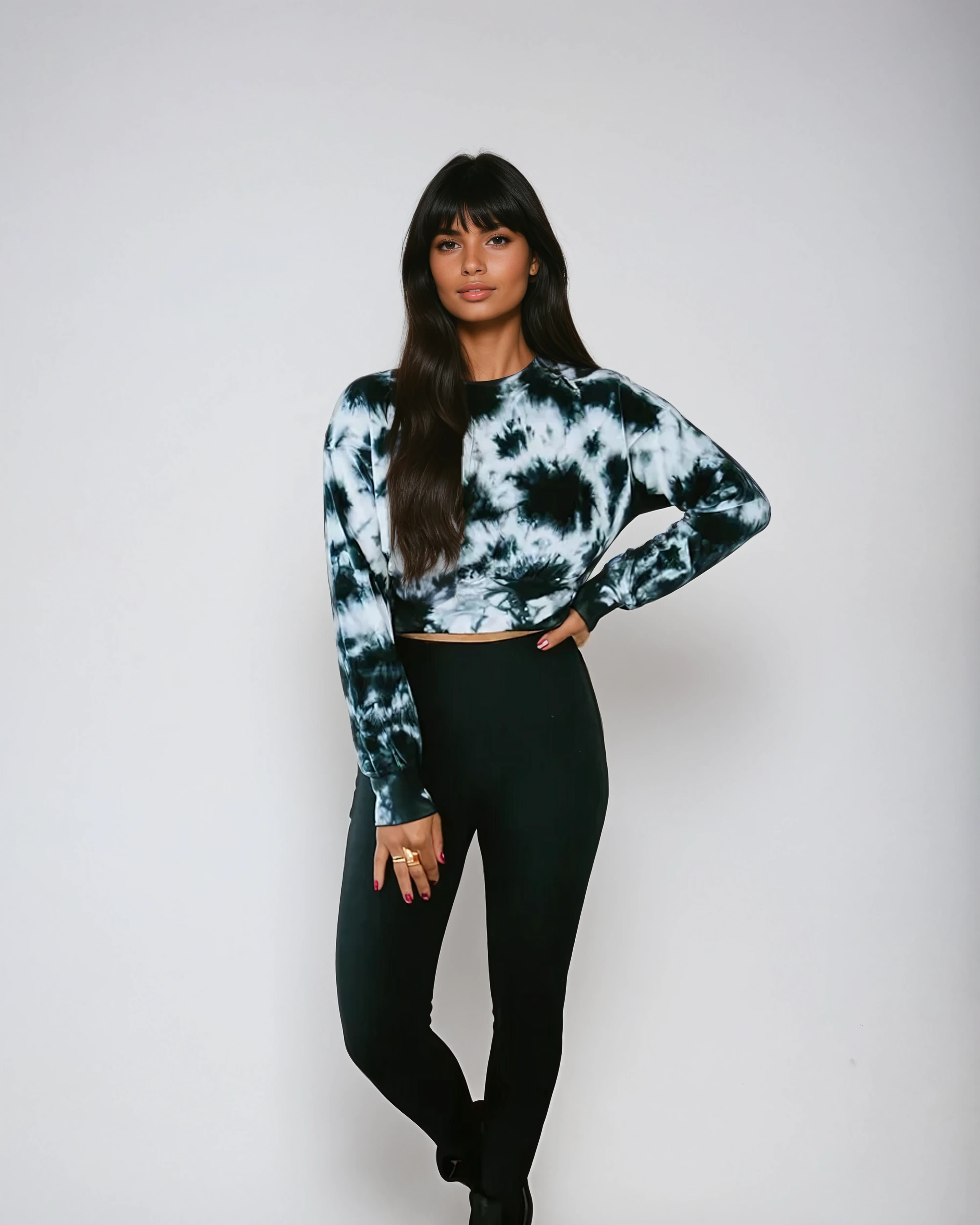 Women's Midnight Velvet Tie-Dye Crop Pullover Sweatshirt
