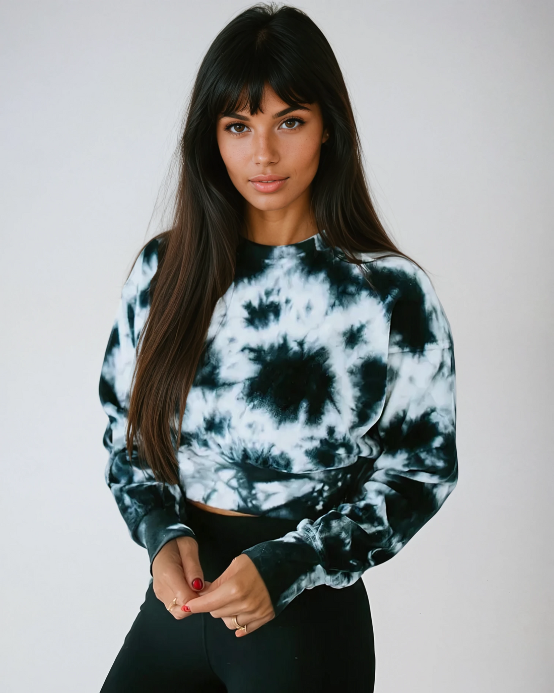 Women's Midnight Velvet Tie-Dye Crop Pullover Sweatshirt