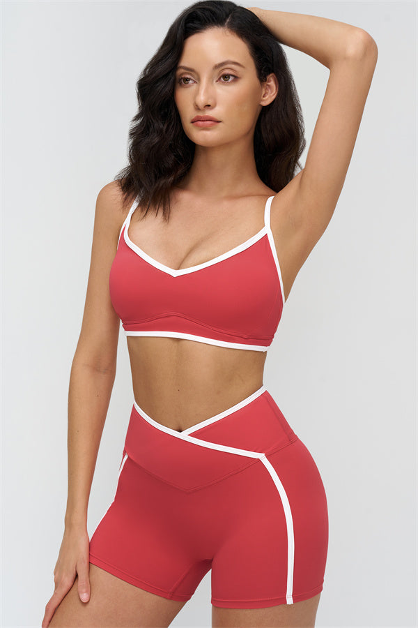 Women's "The Crave" Contrast Sports Bra Shorts 2-Piece Set