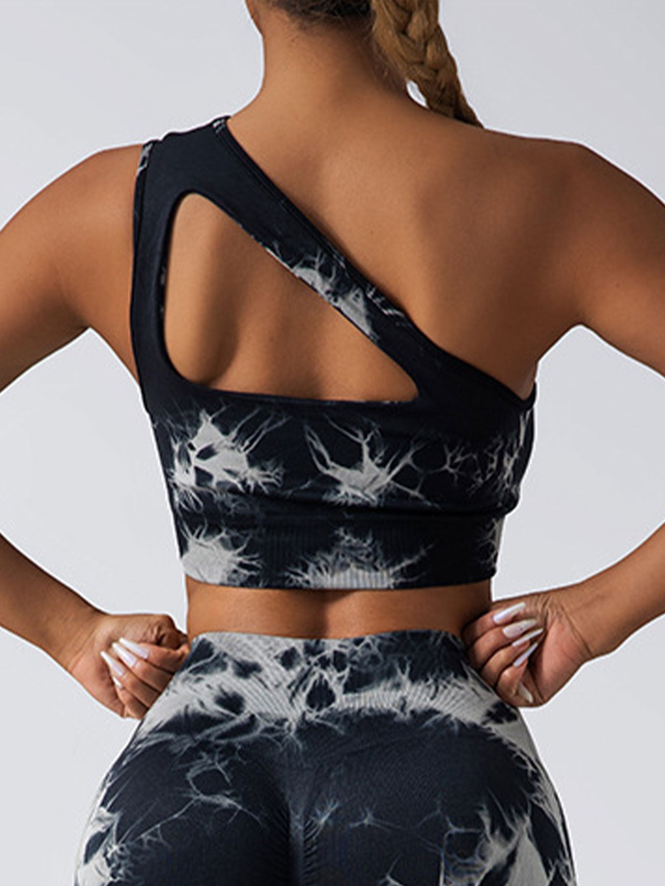Women's Seamless One-Shoulder Bra & High Waisted Yoga Scrunch Leggings Set -