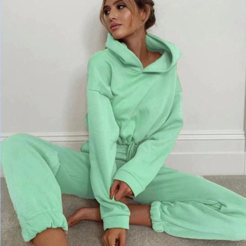 Women's 2-Piece Jogging Suit - Long Sleeve Hoodie Tracksuit