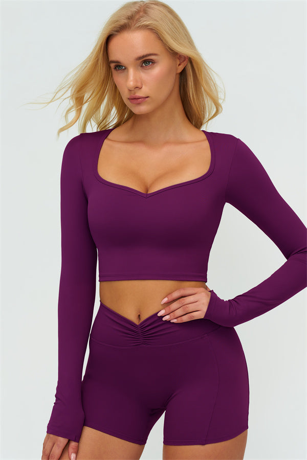 Women's The Lushness Long Sleeve Crop Top Shorts 2-Piece Set