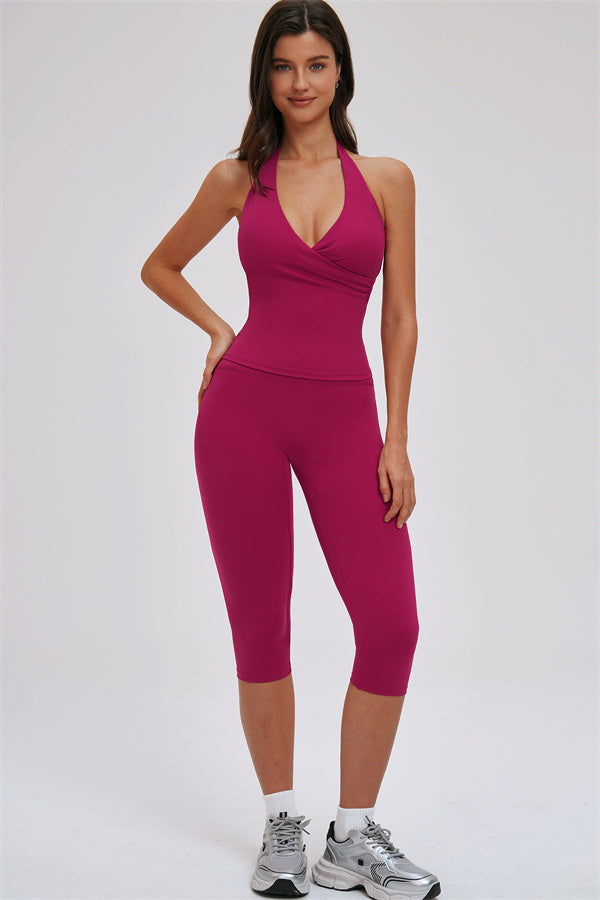 Women's "The Twirl" Halter Tank Top Capri Leggings 2-Piece Set