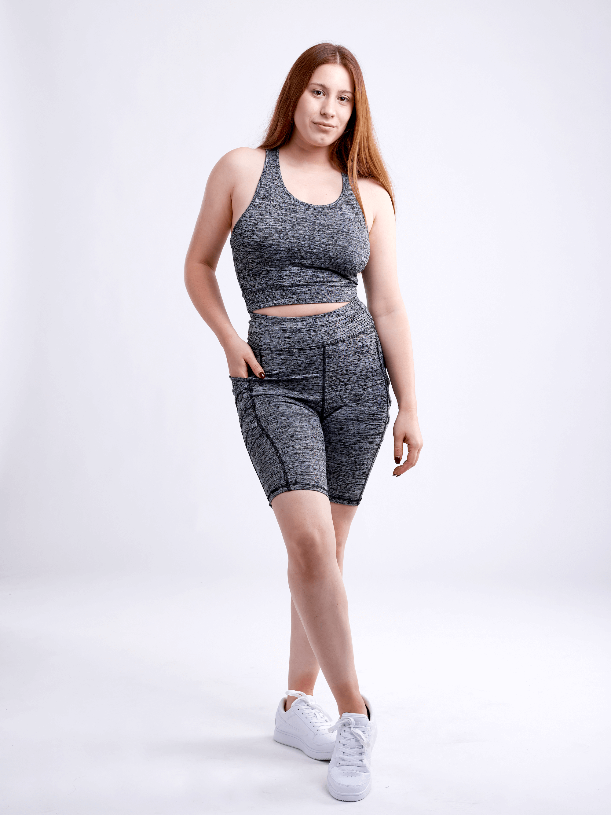 JupiterGear Women's High-Waisted Workout Shorts with Pockets & Criss Cross Design
