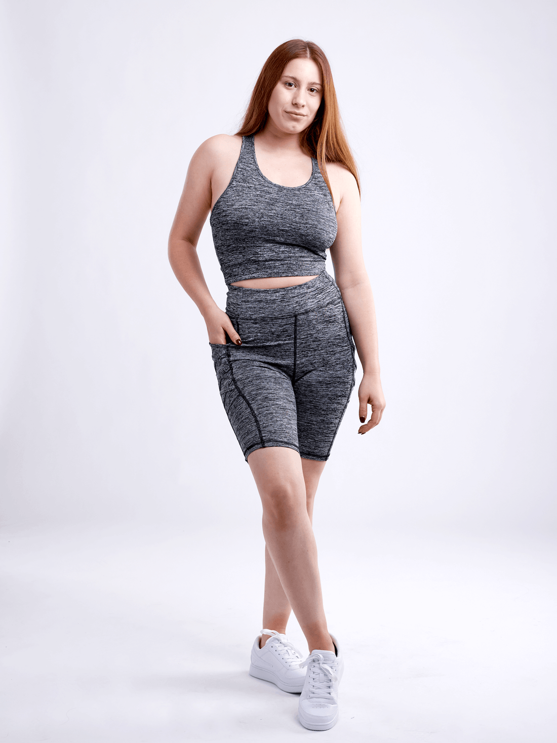 JupiterGear Women's High-Waisted Workout Shorts with Pockets & Criss Cross Design