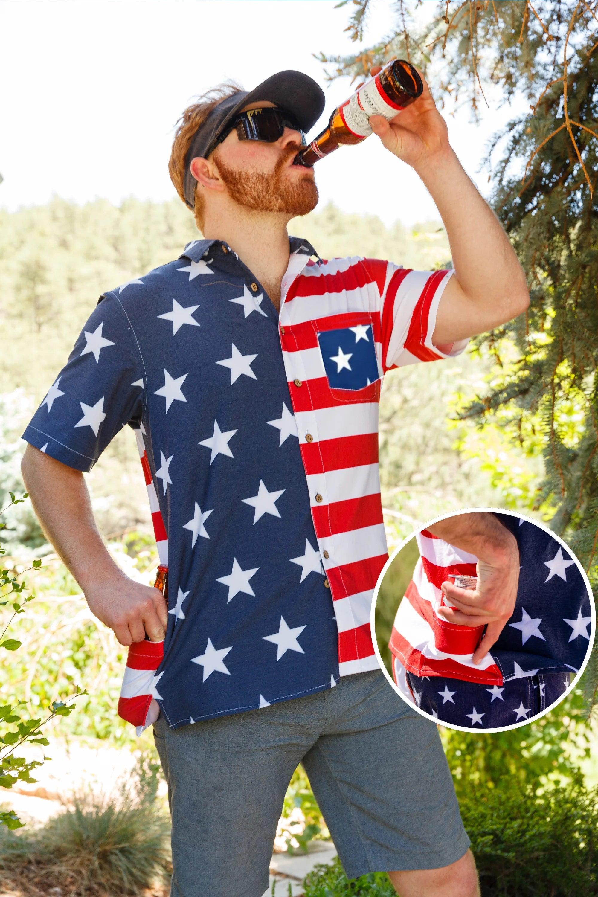 Men's American Flag 2pc Casual Beach Leisure Suit Outfit