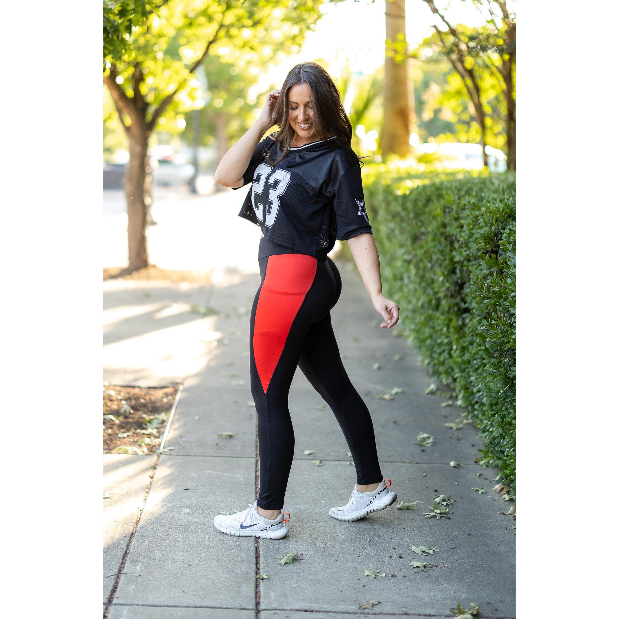 Women's The Roxie - Red Panel Full Length Leggings