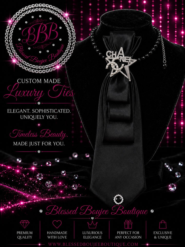 Women's Luxury Black Chanel Necktie Necklace