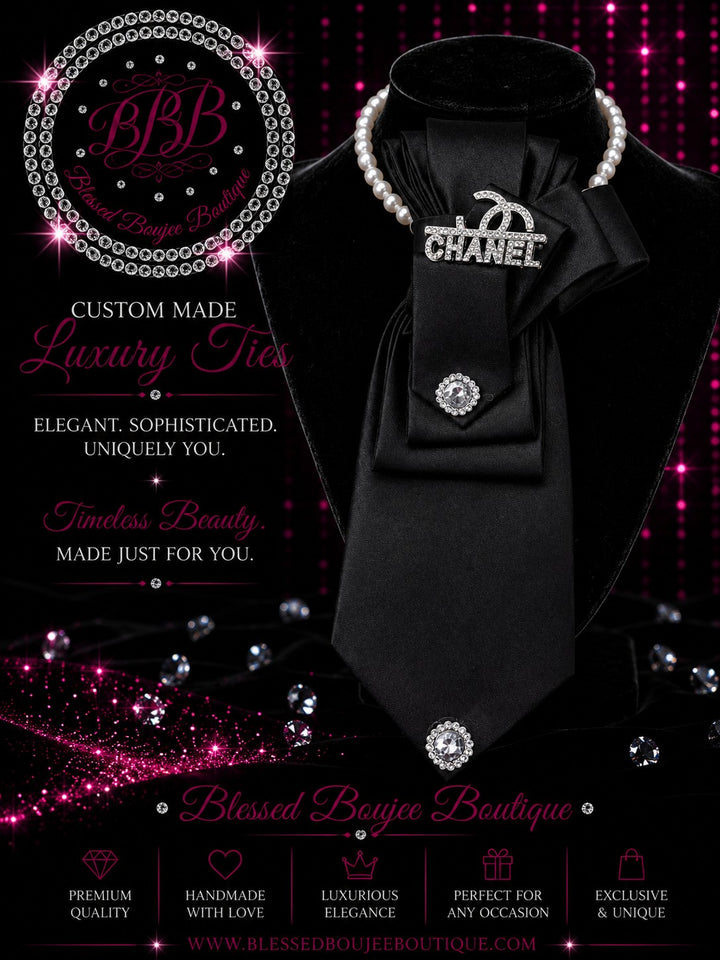 Women's Luxury Black Chanel Elegance Necktie Necklace